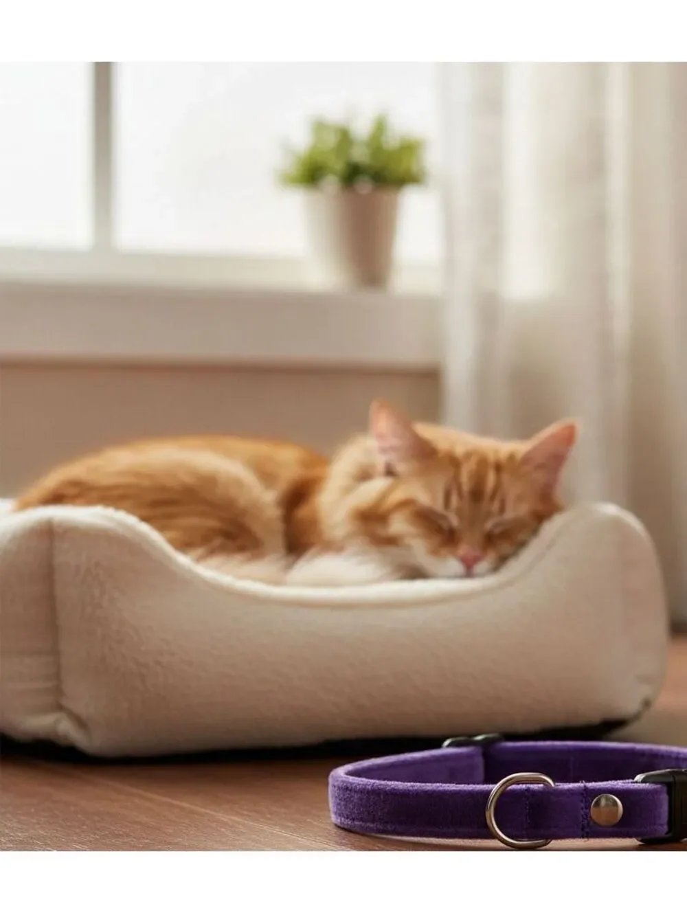 Small Breakaway Cat Puppy Collar-Adjustable Size and Super Soft Velvet Purple